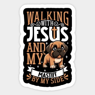 Jesus and dog - English Mastiff Sticker